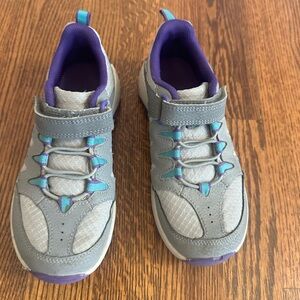 Girls Grey and Purple Merrel Hiking Sneaker